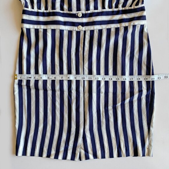 Vintage Retro 1980s DATIANI Navy & White Vertical Stripe Dress Size 12 *NWT - Picture 9 of 14